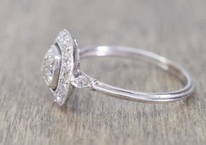 1.22CTW OLD MINE CUSHION DIAMOND HALO ENGAGEMENT RING - SinCityFinds Jewelry