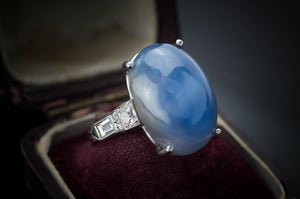 21CT STAR SAPPHIRE RING IN PLATINUM - SinCityFinds Jewelry