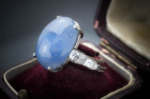 21CT STAR SAPPHIRE RING IN PLATINUM - SinCityFinds Jewelry