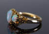 ANTIQUE THREE STONE OPAL, DIAMOND AND EMERALD RING IN YELLOW GOLD - SinCityFinds Jewelry