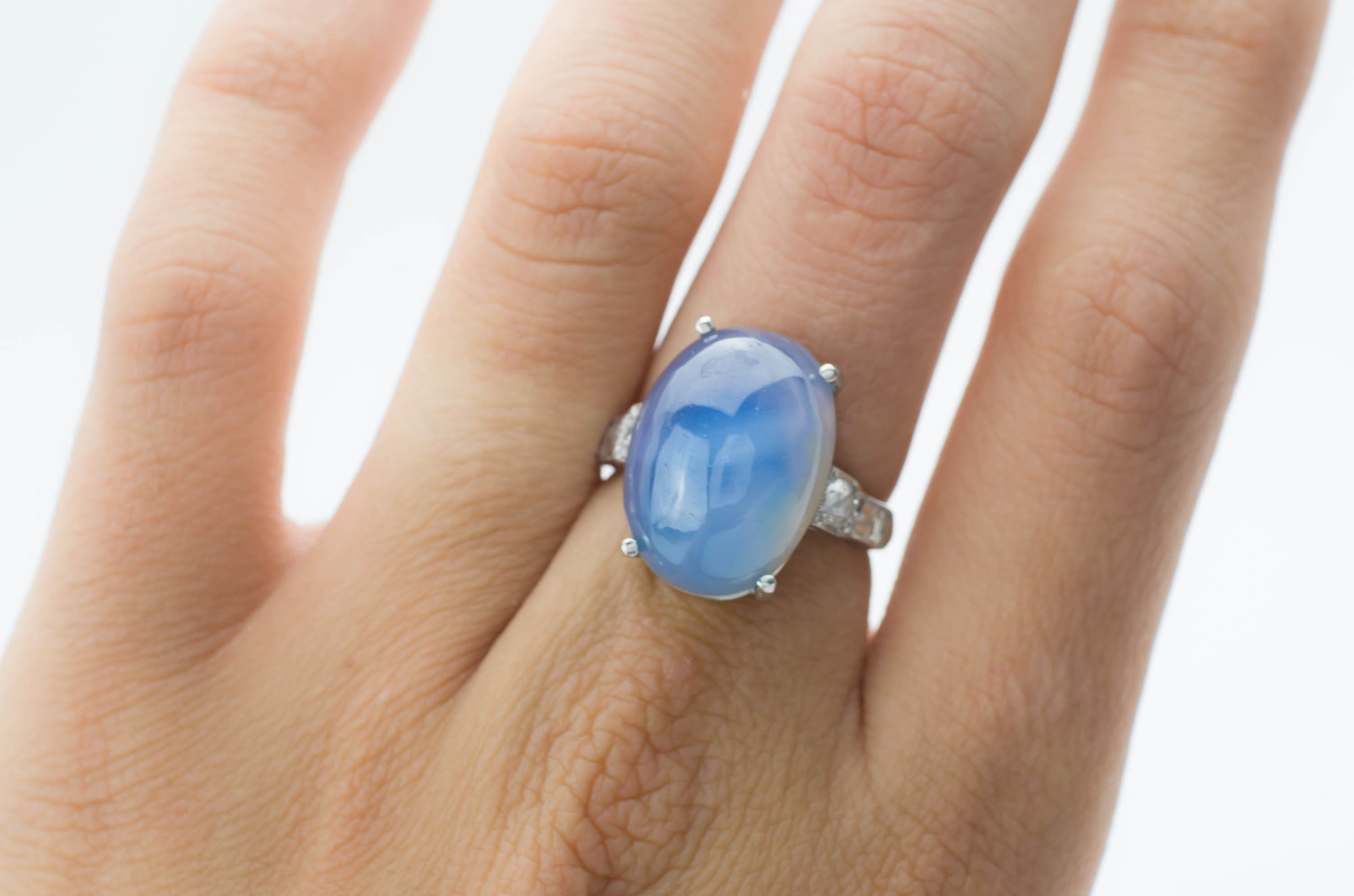 21CT STAR SAPPHIRE RING IN PLATINUM - SinCityFinds Jewelry