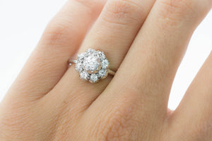 OLD EUROPEAN CUT DIAMOND CLUSTER HALO RING - SinCityFinds Jewelry