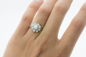 OLD EUROPEAN CUT DIAMOND CLUSTER HALO RING - SinCityFinds Jewelry