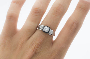 OLD EUROPEAN CUT DIAMOND RING WITH ONIX ACCENT - SinCityFinds Jewelry