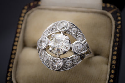 1.83CTW OLD EUROPEAN CUT DIAMOND RING IN PLATINUM - SinCityFinds Jewelry