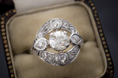 1.83CTW OLD EUROPEAN CUT DIAMOND RING IN PLATINUM - SinCityFinds Jewelry