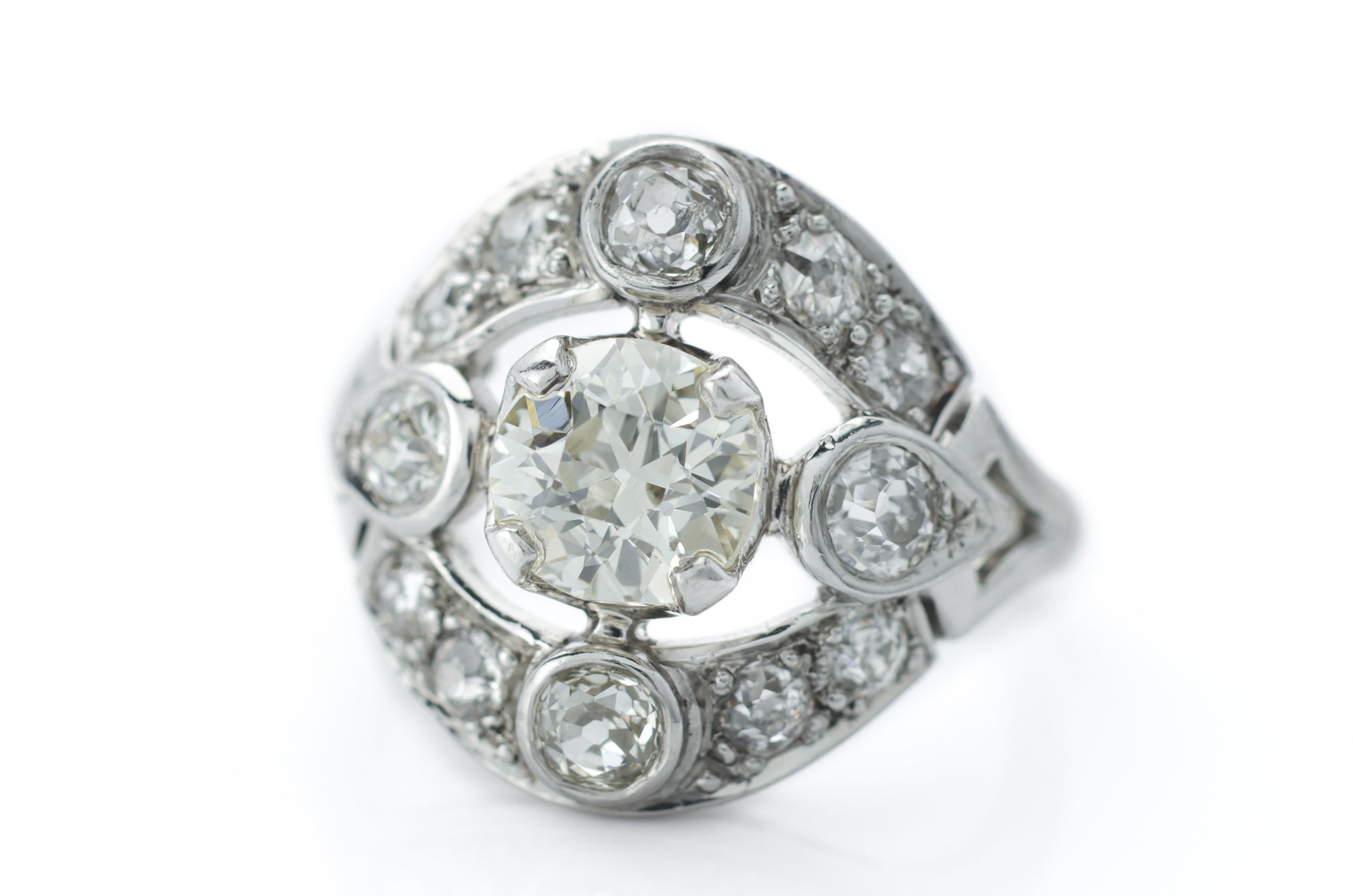 1.83CTW OLD EUROPEAN CUT DIAMOND RING IN PLATINUM - SinCityFinds Jewelry