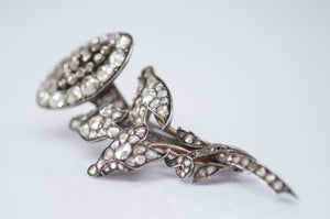 ANTIQUE ROSE CUT DIAMOND FLOWER MOTIF BROOCH - SinCityFinds Jewelry