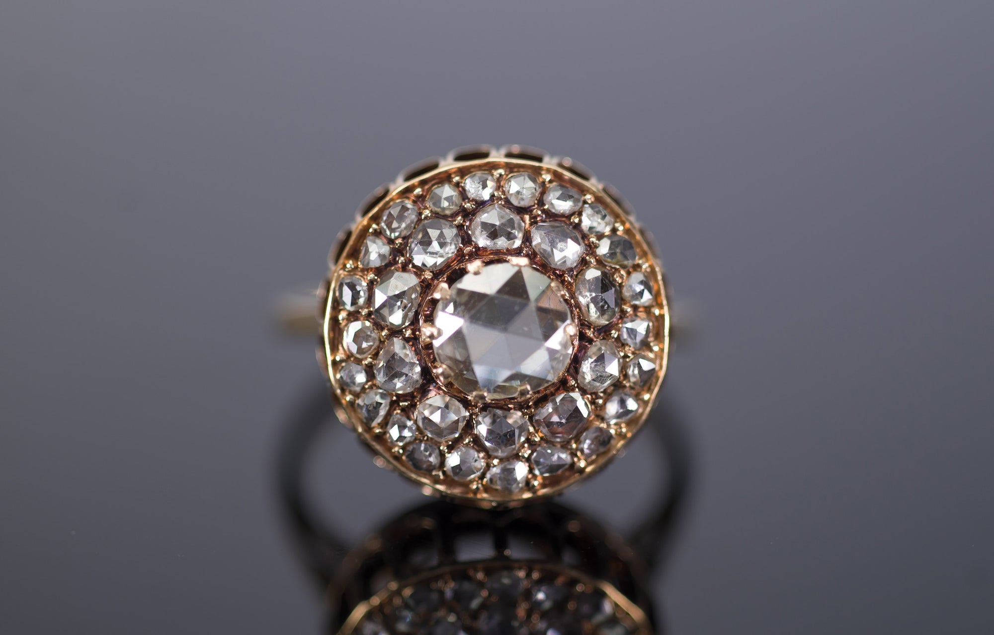 VINTAGE ROSE CUT DIAMOND CLUSTER COCKTAIL RING - SinCityFinds Jewelry