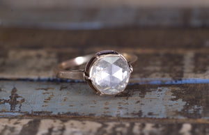 VINTAGE ROSE CUT DIAMOND SOLITAIRE IN GOLD - SinCityFinds Jewelry