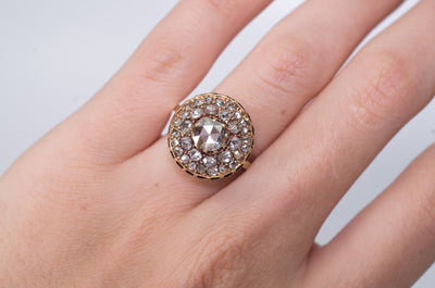 VINTAGE ROSE CUT DIAMOND CLUSTER COCKTAIL RING - SinCityFinds Jewelry