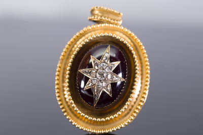 ANTIQUE 18K GOLD DIAMOND AND GARNET MEMORIAL LOCKET - SinCityFinds Jewelry