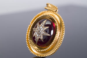 ANTIQUE 18K GOLD DIAMOND AND GARNET MEMORIAL LOCKET - SinCityFinds Jewelry