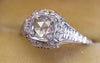 ART DECO SIGNED WHITE ROSE SOLITAIRE WITH ROSE CUT DIAMOND CENTER - SinCityFinds Jewelry