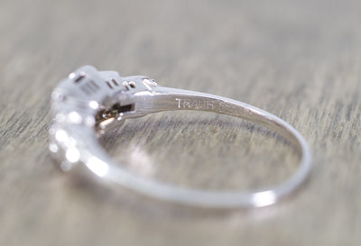 0.28CWT VINTAGE 18K WHITE GOLD DIAMOND RING SIGNED TRAUB ORANGE BLOSSOM - SinCityFinds Jewelry