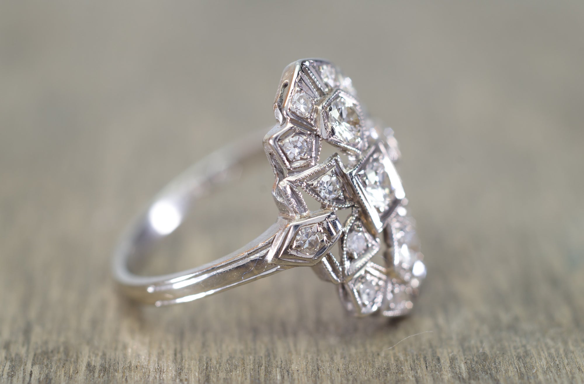 0.40CTW ART DECO TRANSITIONAL CUT DIAMOND SHIELD STYLE RING - SinCityFinds Jewelry