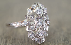 0.40CTW ART DECO TRANSITIONAL CUT DIAMOND SHIELD STYLE RING - SinCityFinds Jewelry