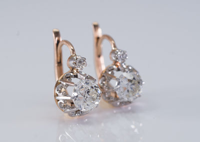 2.31CTW OLD EUROPEAN CUT FRENCH DIAMOND EARRINGS - SinCityFinds Jewelry