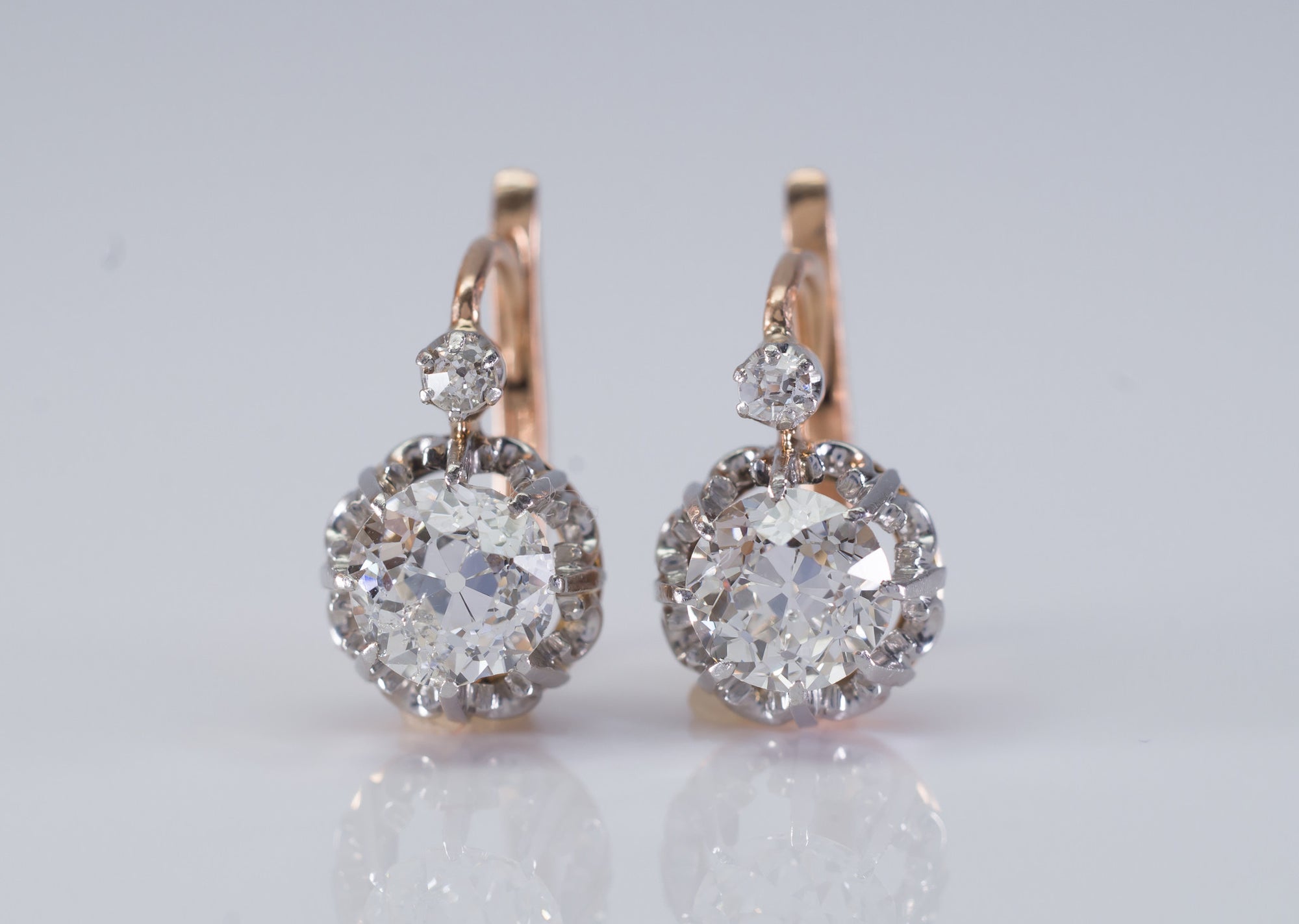 2.31CTW OLD EUROPEAN CUT FRENCH DIAMOND EARRINGS - SinCityFinds Jewelry