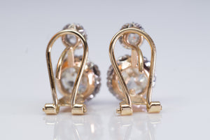 2.49CTW PLATINUM AND GOLD VINTAGE OLD CUT DIAMOND EARRINGS - SinCityFinds Jewelry