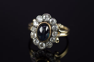 2.35CTW ANTIQUE SAPPHIRE AND OLD CUT DIAMOND HALO RING CONVERSION - SinCityFinds Jewelry