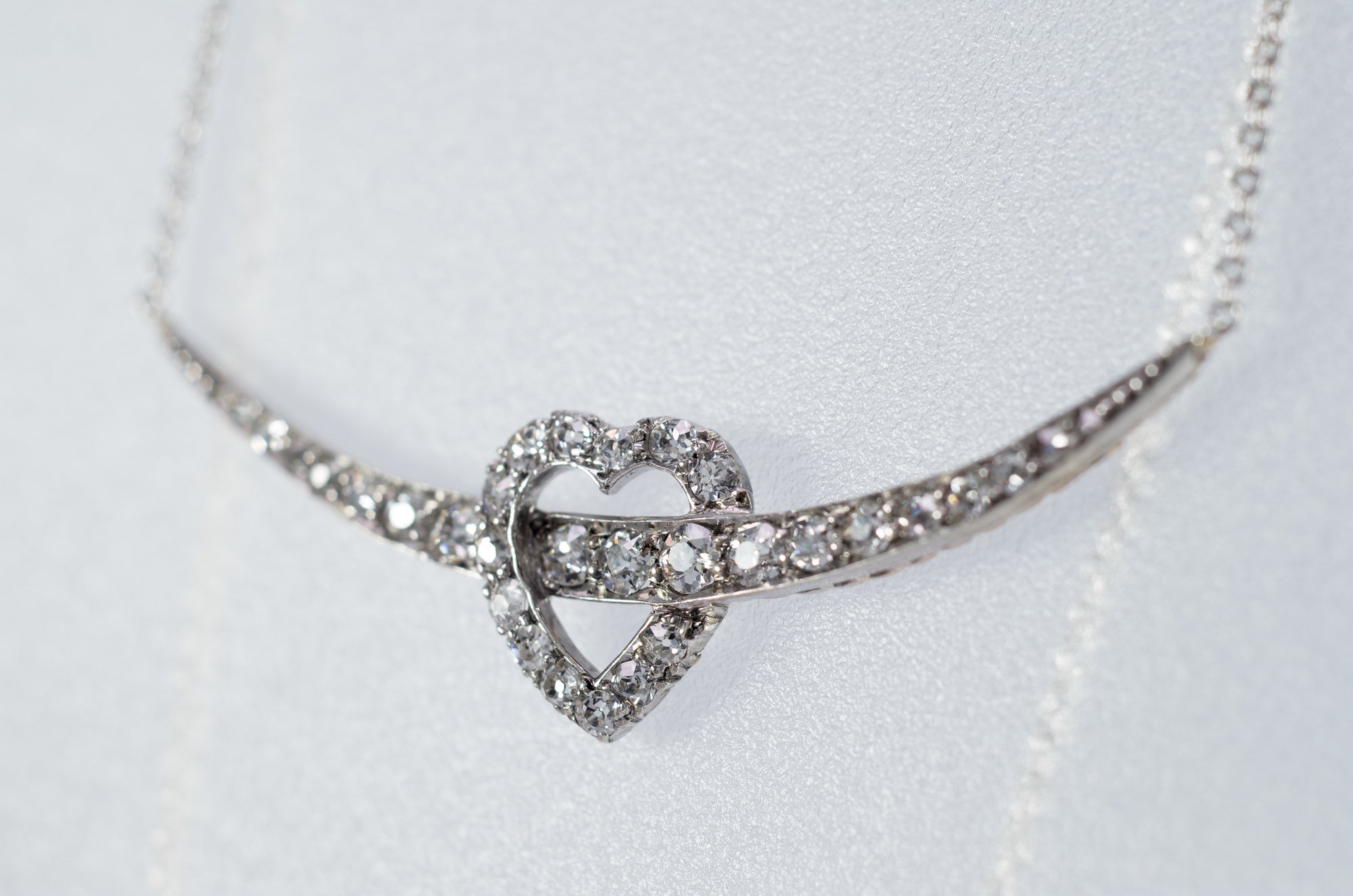 0.70CTW ANTIQUE DIAMOND CRESCENT / HEART NECKLACE CONVERSION - SinCityFinds Jewelry