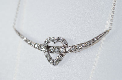 0.70CTW ANTIQUE DIAMOND CRESCENT / HEART NECKLACE CONVERSION - SinCityFinds Jewelry