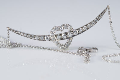 0.70CTW ANTIQUE DIAMOND CRESCENT / HEART NECKLACE CONVERSION - SinCityFinds Jewelry