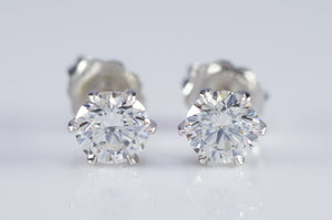 1CTW  JAMES ALLEN DIAMOND STUDS IN SCALLOPED 6 PRONG BASKET - SinCityFinds Jewelry