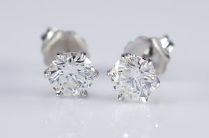 1CTW  JAMES ALLEN DIAMOND STUDS IN SCALLOPED 6 PRONG BASKET - SinCityFinds Jewelry