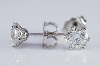 1CTW  JAMES ALLEN DIAMOND STUDS IN SCALLOPED 6 PRONG BASKET - SinCityFinds Jewelry