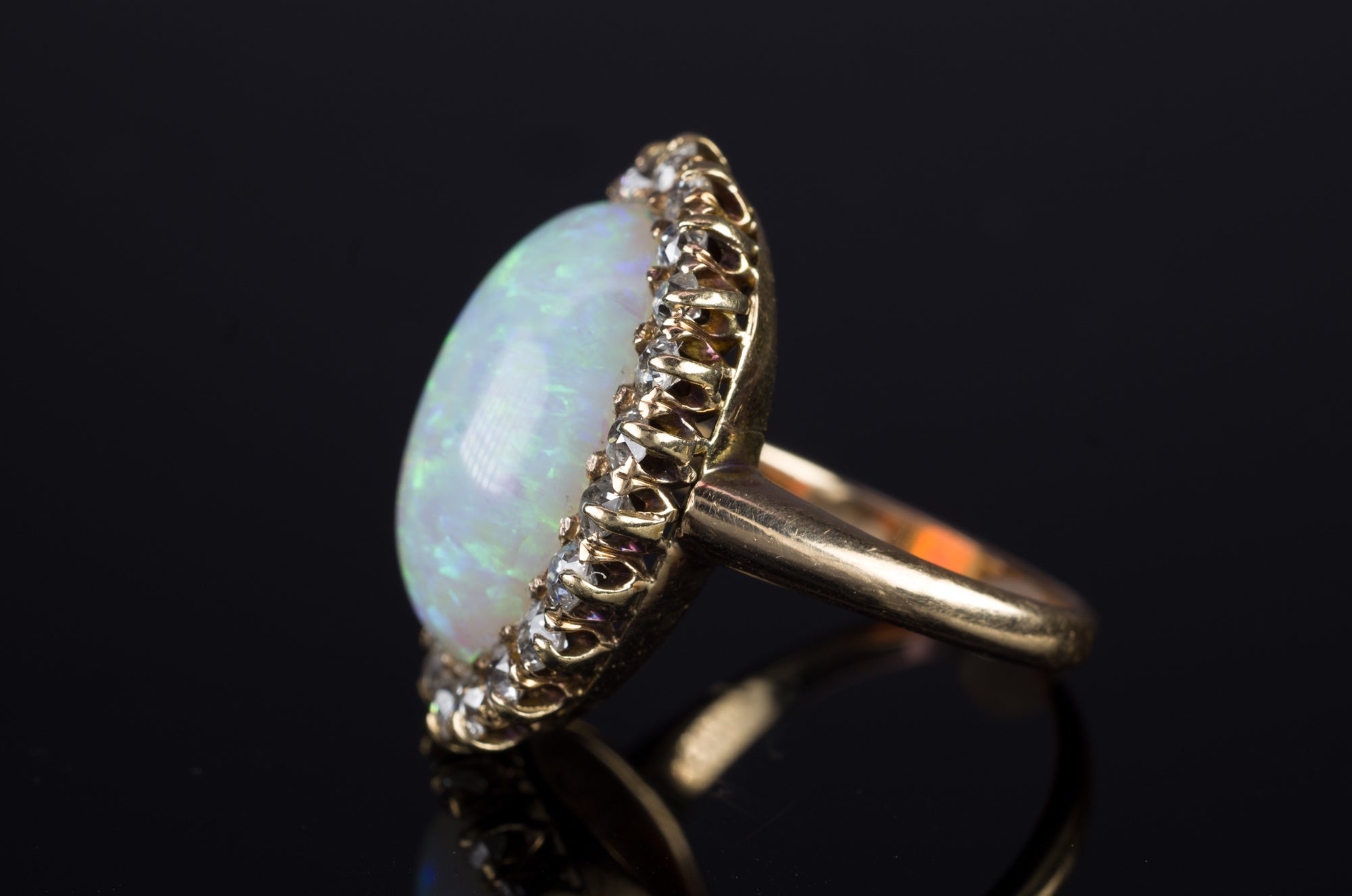 VINTAGE OPAL AND OLD MINE CUT COCKTAIL RING - SinCityFinds Jewelry