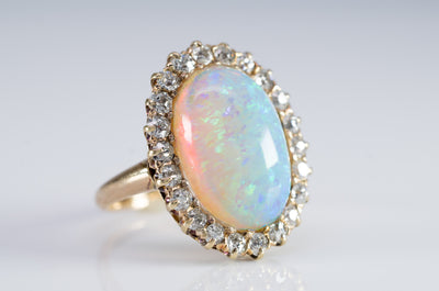 VINTAGE OPAL AND OLD MINE CUT COCKTAIL RING - SinCityFinds Jewelry