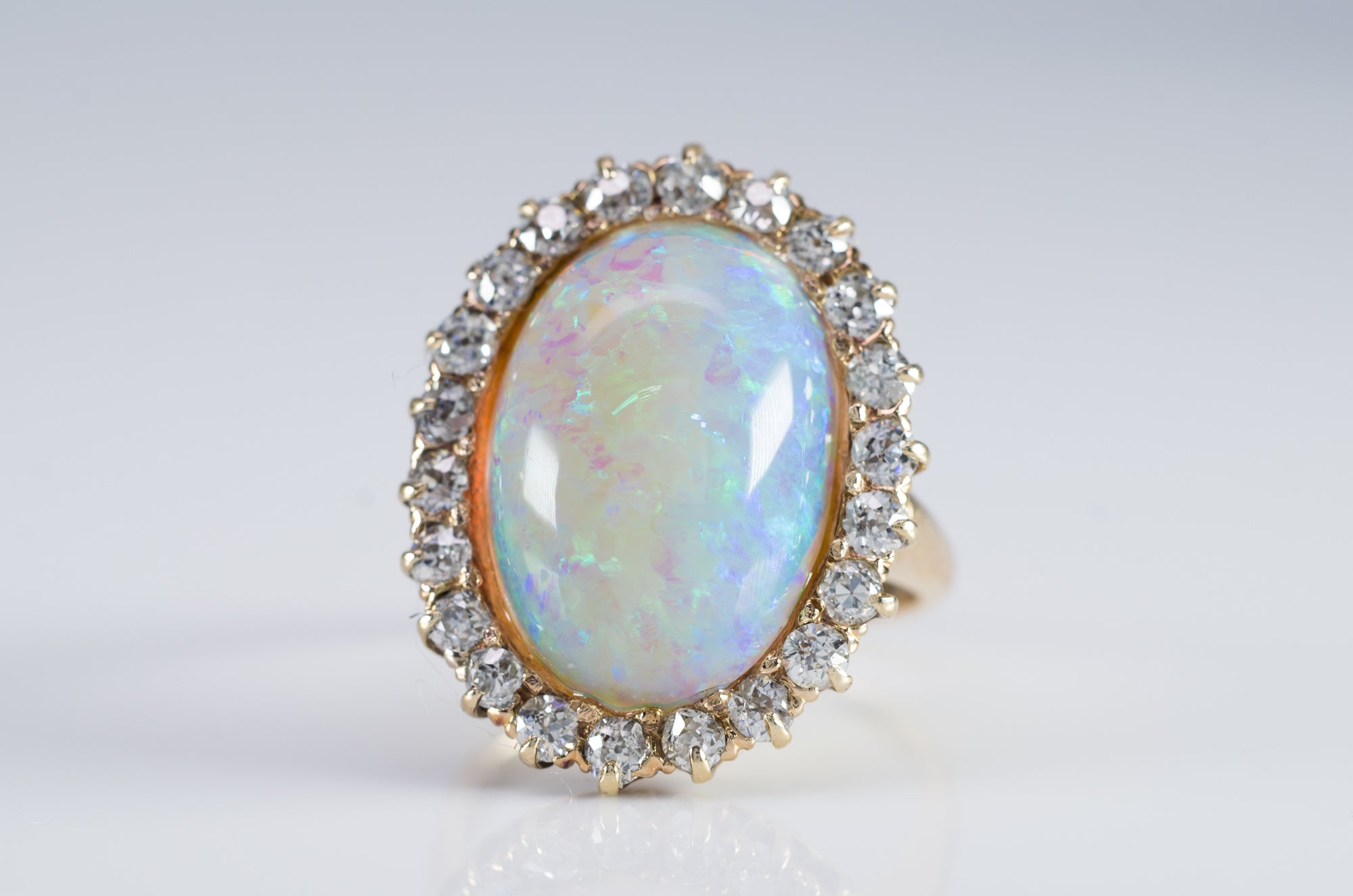 VINTAGE OPAL AND OLD MINE CUT COCKTAIL RING - SinCityFinds Jewelry