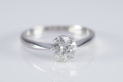 0.78CT OLD EUROPEAN CUT DIAMOND SOLITAIRE IN WHITE GOLD - SinCityFinds Jewelry