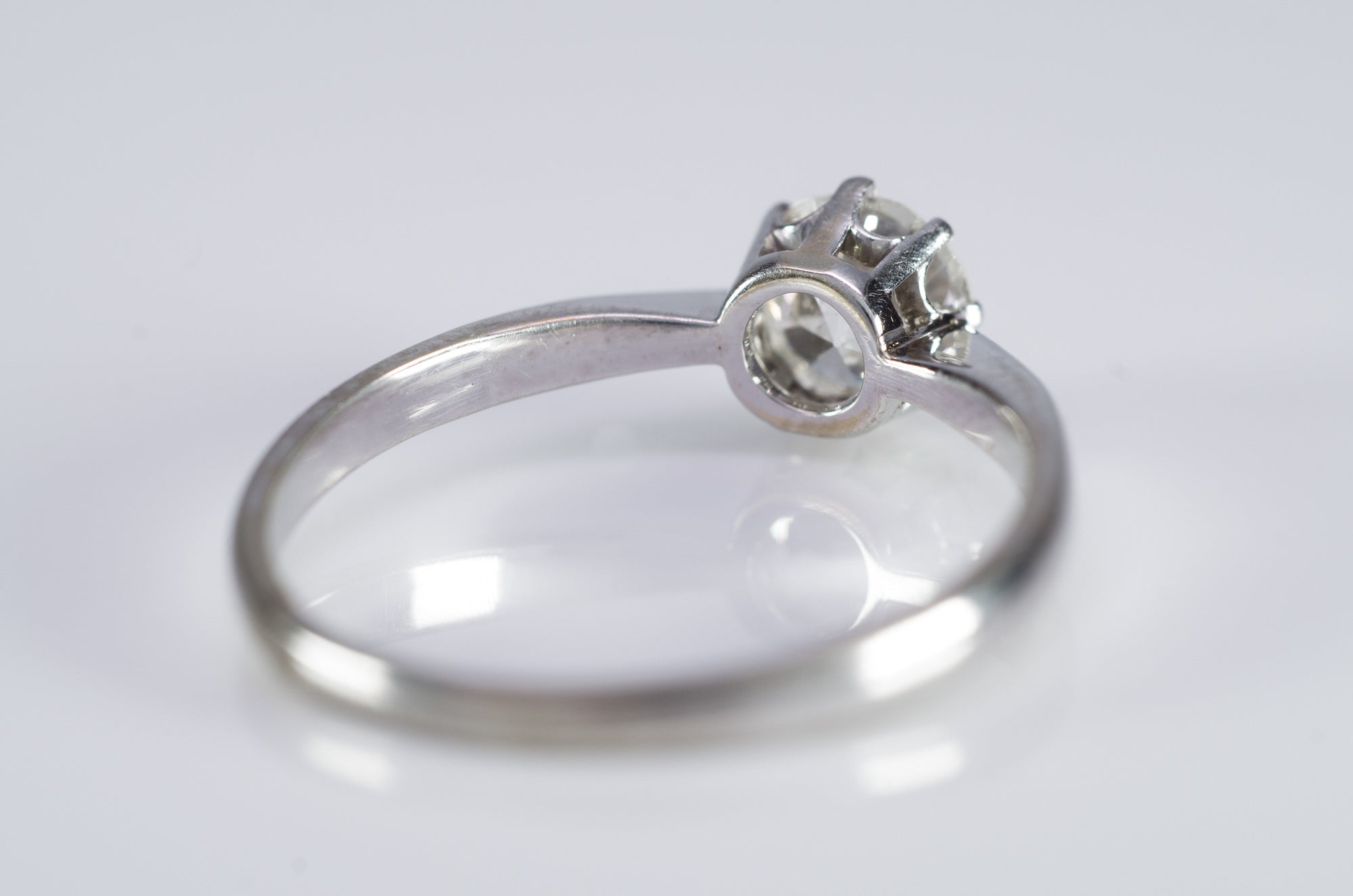 0.78CT OLD EUROPEAN CUT DIAMOND SOLITAIRE IN WHITE GOLD - SinCityFinds Jewelry