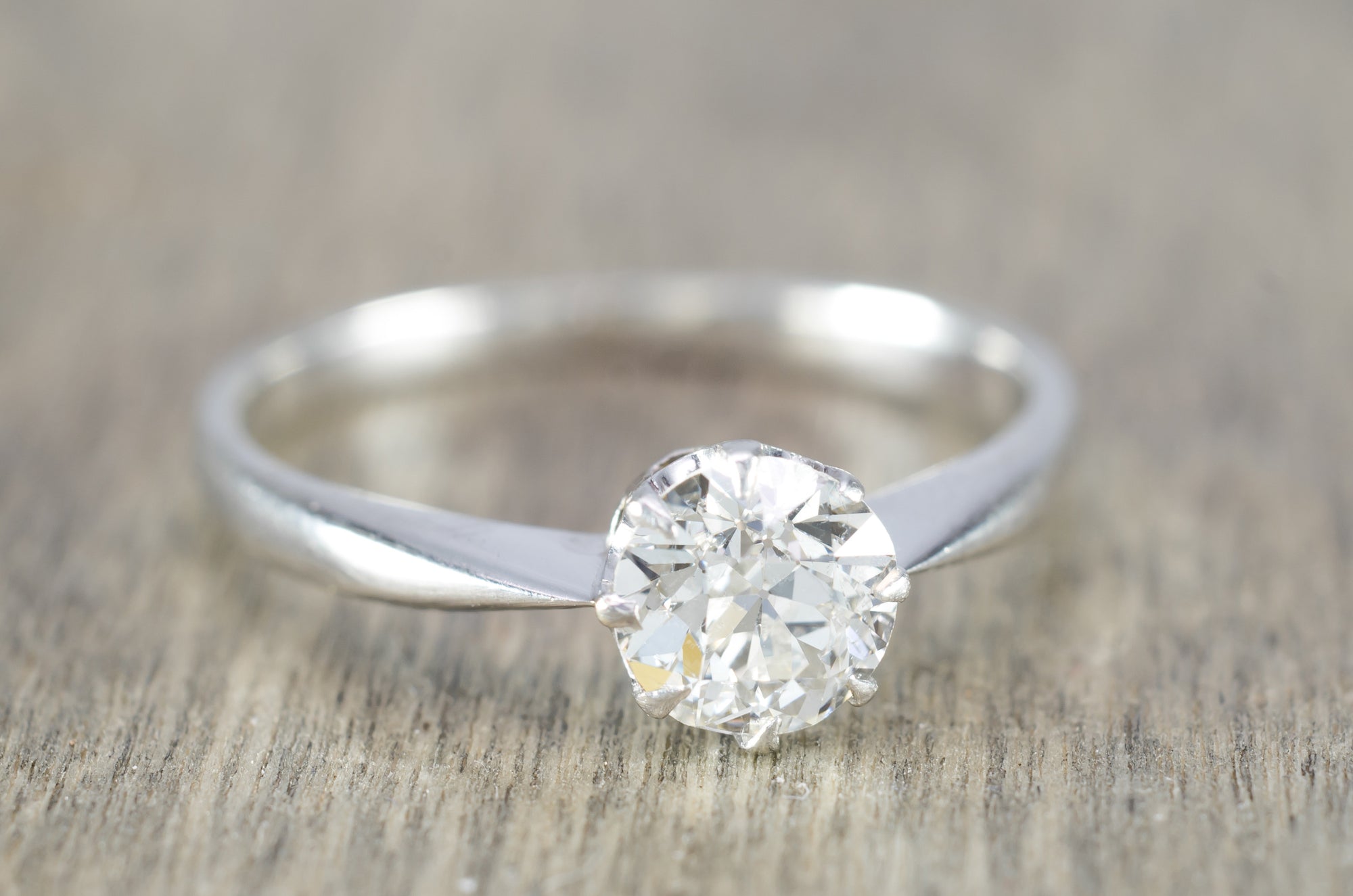 0.78CT OLD EUROPEAN CUT DIAMOND SOLITAIRE IN WHITE GOLD - SinCityFinds Jewelry
