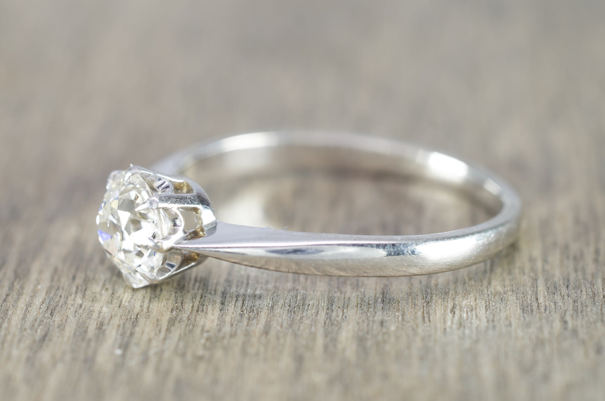 0.78CT OLD EUROPEAN CUT DIAMOND SOLITAIRE IN WHITE GOLD - SinCityFinds Jewelry