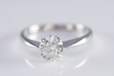 0.78CT OLD EUROPEAN CUT DIAMOND SOLITAIRE IN WHITE GOLD - SinCityFinds Jewelry