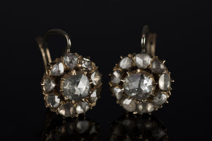 2CTW ANTIQUE ROSE CUT DIAMOND CLUSTER EARRINGS - SinCityFinds Jewelry