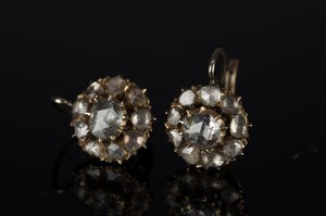 2CTW ANTIQUE ROSE CUT DIAMOND CLUSTER EARRINGS - SinCityFinds Jewelry