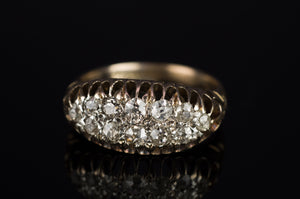 VICTORIAN OLD CUT DIAMOND  BOAT RING IN 15K GOLD - SinCityFinds Jewelry