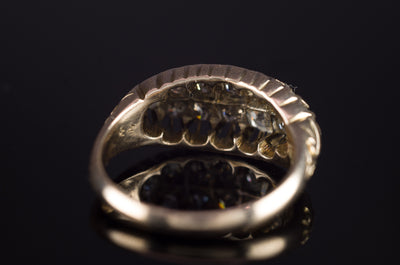VICTORIAN OLD CUT DIAMOND  BOAT RING IN 15K GOLD - SinCityFinds Jewelry