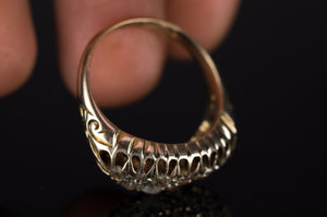 VICTORIAN OLD CUT DIAMOND  BOAT RING IN 15K GOLD - SinCityFinds Jewelry