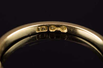 ANTIQUE HALF HOOP TURQUOISE AND DIAMOND  FIVE STONE BAND IN 18K - SinCityFinds Jewelry