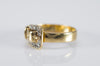 RETRO 14K YELLOW GOLD BUCKLE RING WITH DIAMONDS - SinCityFinds Jewelry