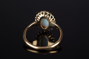 ANTIQUE OPAL AND OLD CUT DIAMOND RING IN 14K  YELLOW GOLD - SinCityFinds Jewelry