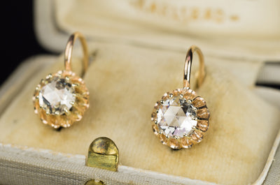 ANTIQUE ROSE CUT DIAMOND EARRINGS - SinCityFinds Jewelry