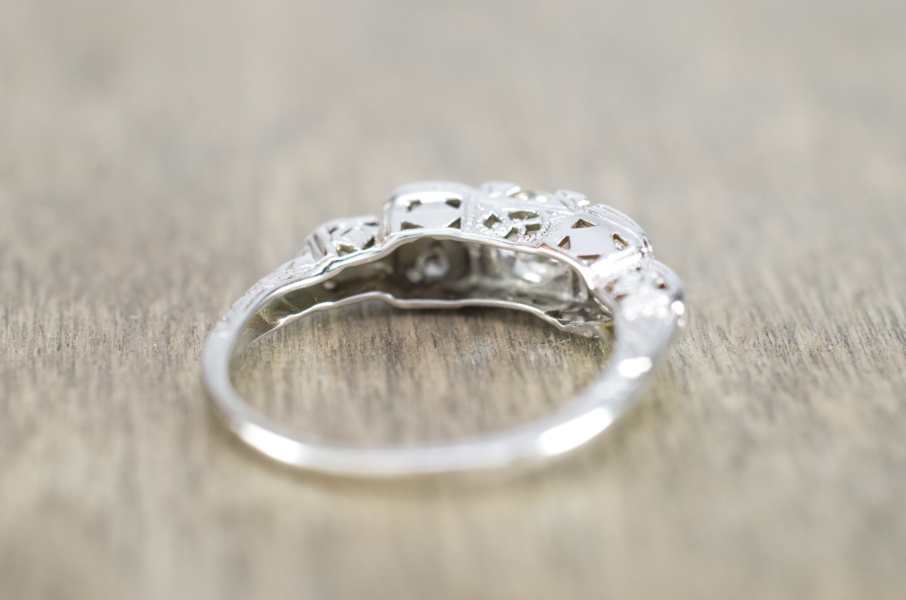 0.57CTW ART DECO TRANSITIONAL CUT DIAMOND RING IN 18K WHITE GOLD - SinCityFinds Jewelry