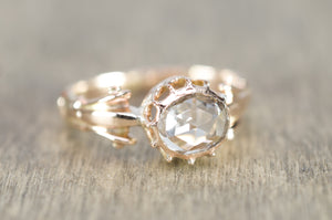 ANTIQUE ROSE CUT DIAMOND  SOLITAIRE RING - SinCityFinds Jewelry